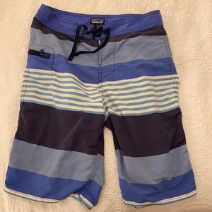 Patagonia blue striped board shorts